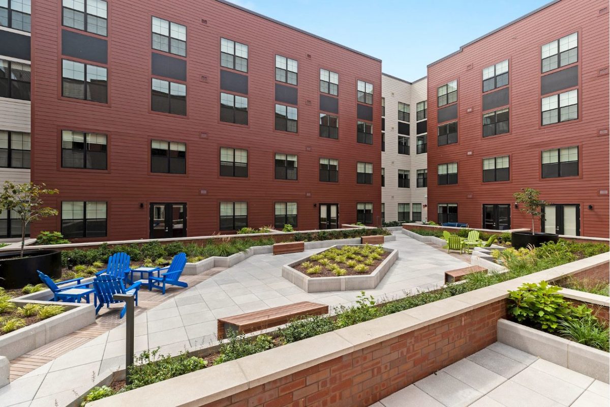 EDGE Apartments building exterior in Bayonne