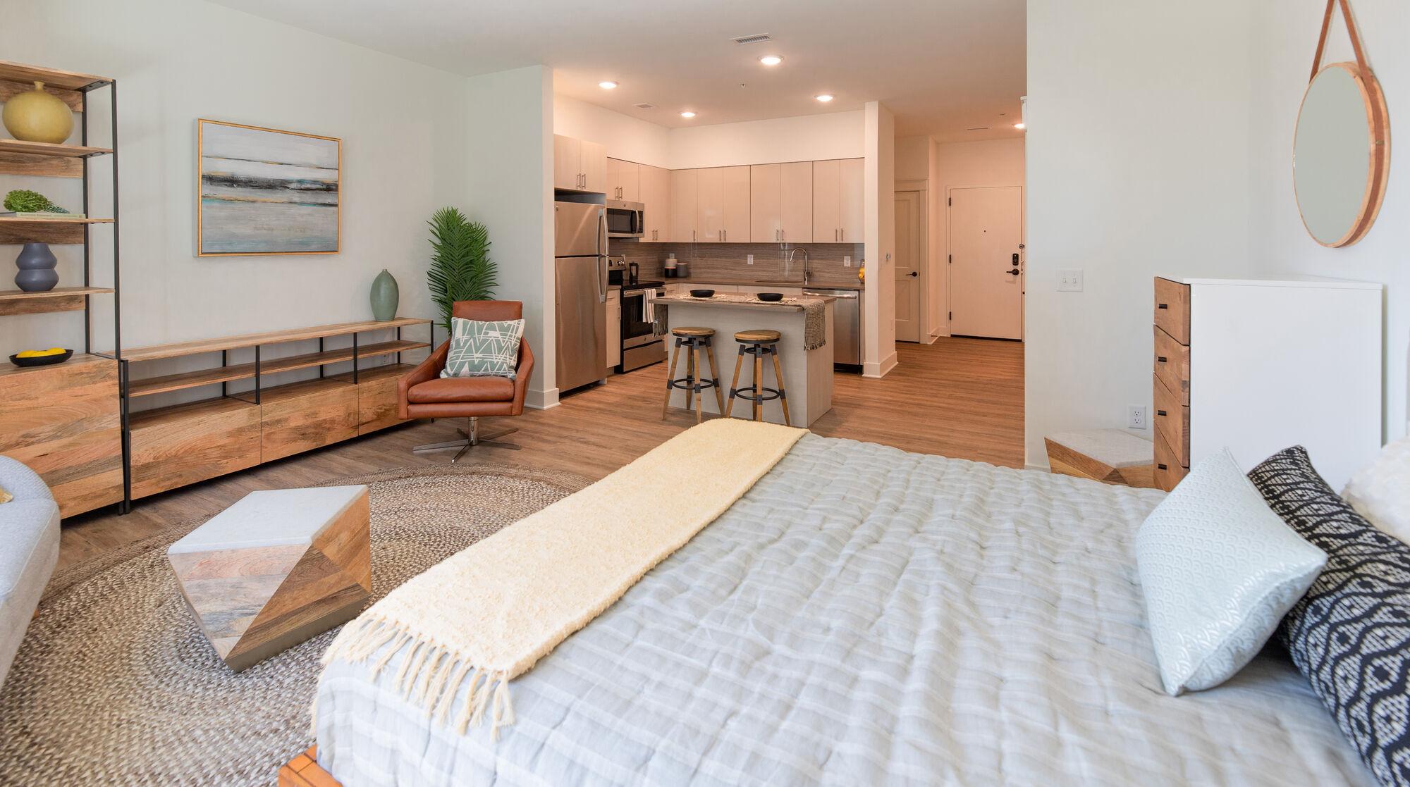 Modern apartment interior at Harrison Yards in Harrison, New Jersey
