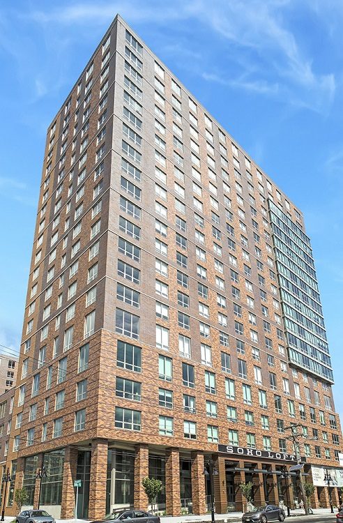 Soho Lofts apartment building exterior in Jersey City