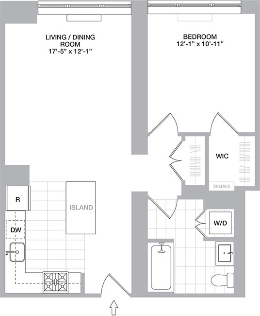Official THE ONE Residence A1 one-bedroom floor plan