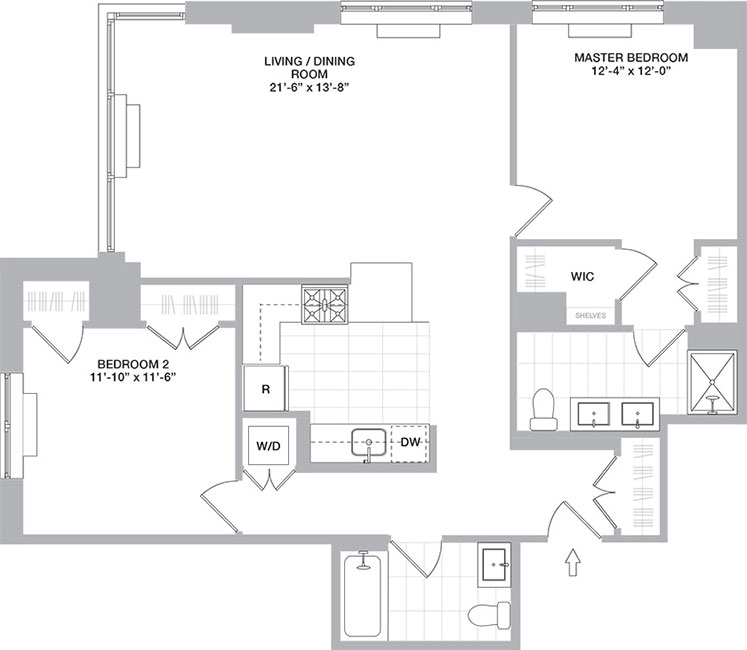 Official THE ONE Residence CC two-bedroom floor plan
