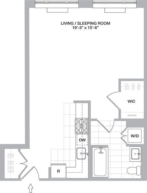Official THE ONE Residence Y studio floor plan